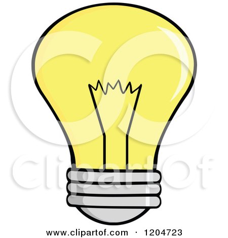 Cartoon of a Yellow Light Bulb - Royalty Free Vector Clipart by Hit Toon