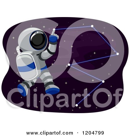 Cartoon of an Astronaut Tracing Stars in the Sky - Royalty Free Vector Clipart by BNP Design Studio