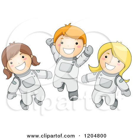 Cartoon of Happy Astronaut Kids in Spacesuits - Royalty Free Vector Clipart by BNP Design Studio