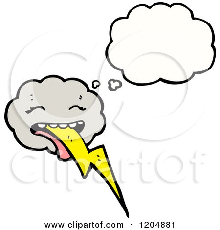 Cartoon of a Storm Cloud Thinking - Royalty Free Vector Illustration by lineartestpilot