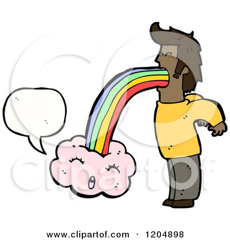 Cartoon of a Man Vomiting a Rainbow - Royalty Free Vector Illustration by lineartestpilot