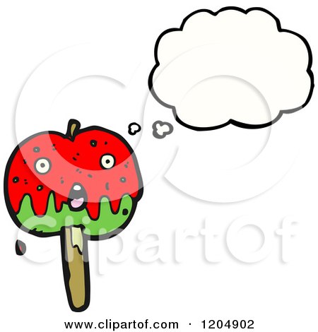 Cartoon of a Candy Apple Thinking - Royalty Free Vector Illustration by lineartestpilot