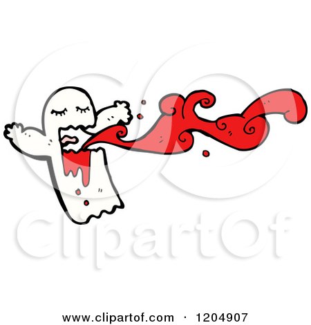 Cartoon of a Bloody Ghost - Royalty Free Vector Illustration by lineartestpilot