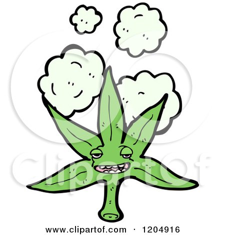 Cartoon of a Smiling Pot Leaf - Royalty Free Vector Illustration by lineartestpilot