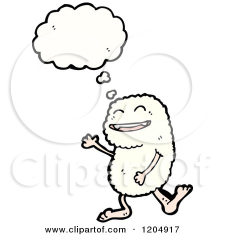Cartoon of a White Thinking Monster - Royalty Free Vector Illustration by lineartestpilot