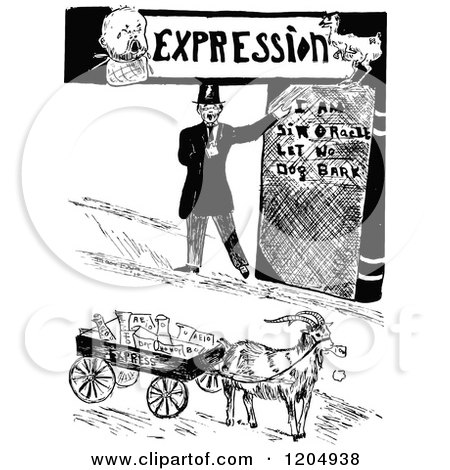 Clipart of a Vintage Black and White Expression - Royalty Free Vector Illustration by Prawny Vintage