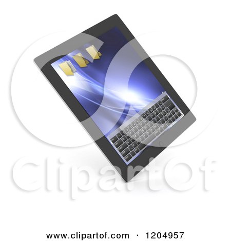 Clipart of a 3d Touch Screen Tablet Computer on Shaded White - Royalty Free CGI Illustration by KJ Pargeter