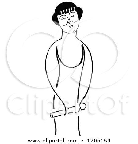Cartoon of a Vintage Black and White Woman, Eunice Vance - Royalty Free Vector Clipart by Prawny Vintage