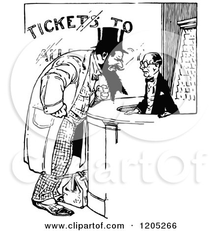 Clipart of a Vintage Black and White Ticket Counter - Royalty Free Vector Illustration by Prawny Vintage