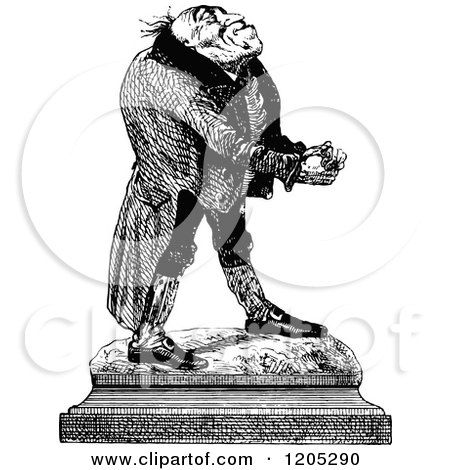 Clipart of a Vintage Black and White Statue Man - Royalty Free Vector Illustration by Prawny Vintage