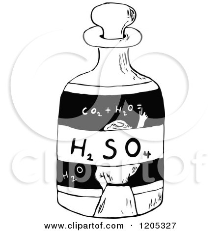 Clipart of a Vintage Black and White Chemistry Bottle - Royalty Free Vector Illustration by Prawny Vintage