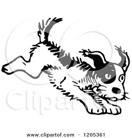 Cartoon of a Vintage Black and White Dog - Royalty Free Vector Clipart by Prawny Vintage
