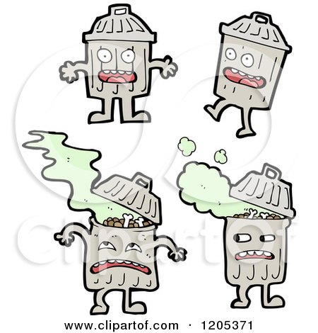 Cartoon of a Trash Cans - Royalty Free Vector Illustration by lineartestpilot