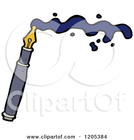 Cartoon of a Fountain Ink Pen - Royalty Free Vector Illustration by lineartestpilot