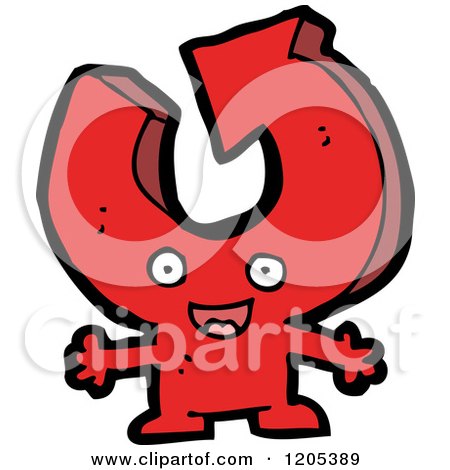 Cartoon of a Red Directional Arrow Character - Royalty Free Vector Illustration by lineartestpilot