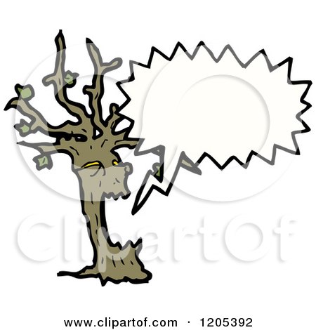 Cartoon of a Scary Tree Speaking - Royalty Free Vector Illustration by lineartestpilot