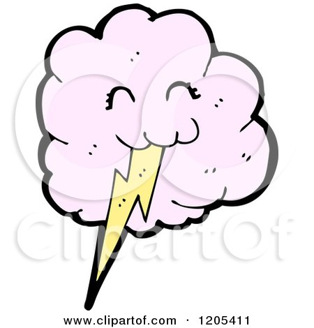 Cartoon of a Cloud and Lightning Bolt - Royalty Free Vector Illustration by lineartestpilot