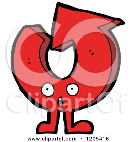 Cartoon of a Red Directional Arrow Character - Royalty Free Vector Illustration by lineartestpilot