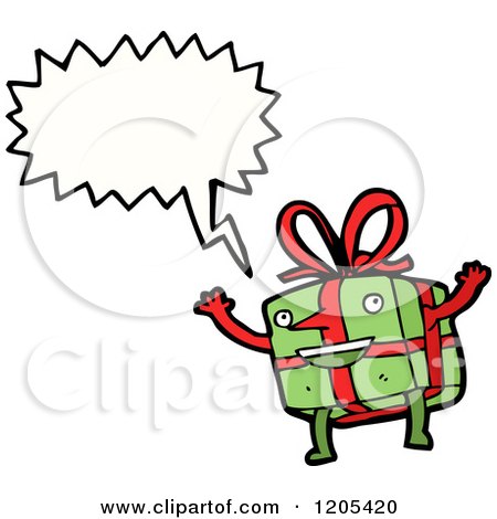 Cartoon of a Christmas Present Speaking - Royalty Free Vector Illustration by lineartestpilot