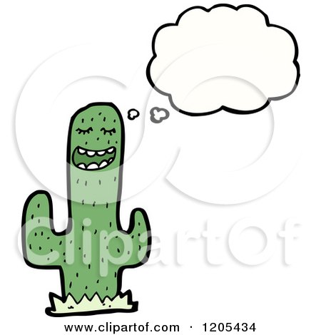 Cartoon of a Thinking Saguaro Cactus - Royalty Free Vector Illustration by lineartestpilot