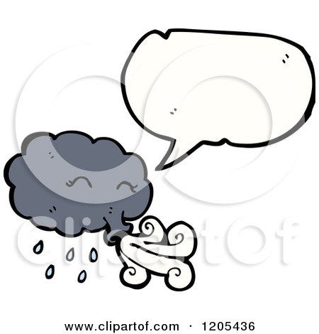 Cartoon of a Thinking Windy Cloud - Royalty Free Vector Illustration by lineartestpilot
