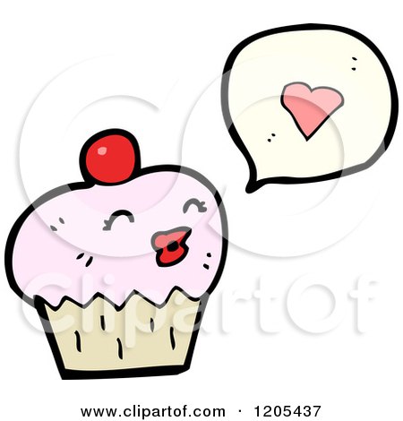 Cartoon of a Speaking Cupcake - Royalty Free Vector Illustration by lineartestpilot
