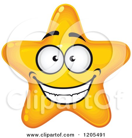 Clipart of a Yellow Star Grinning - Royalty Free Vector Illustration by Vector Tradition SM