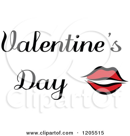 Clipart of Valentines Day Text with Red Lips - Royalty Free Vector Illustration by Vector Tradition SM