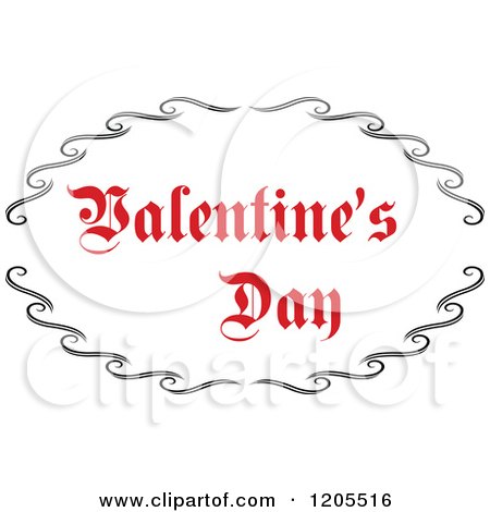 Clipart of Red Valentines Day Text with Black Swirls 5 - Royalty Free Vector Illustration by Vector Tradition SM