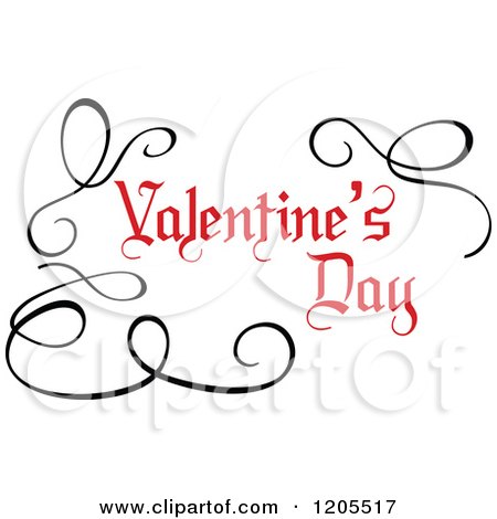 Clipart of Red Valentines Day Text with Black Swirls 3 - Royalty Free Vector Illustration by Vector Tradition SM