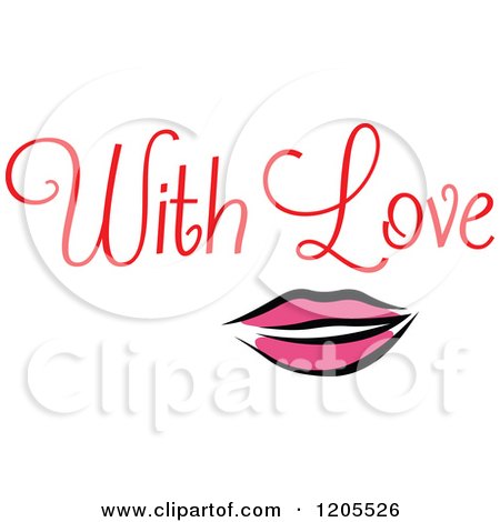 Clipart of Red with Love Text and Lips - Royalty Free Vector Illustration by Vector Tradition SM