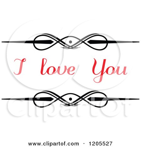Clipart of Red I Love You Text with Swirls 2 - Royalty Free Vector Illustration by Vector Tradition SM