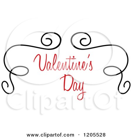 Clipart of Red Valentines Day Text with Black Swirls 2 - Royalty Free Vector Illustration by Vector Tradition SM