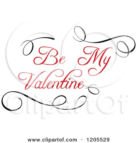Clipart of Red Be My Valentine Text and Swirls - Royalty Free Vector Illustration by Vector Tradition SM