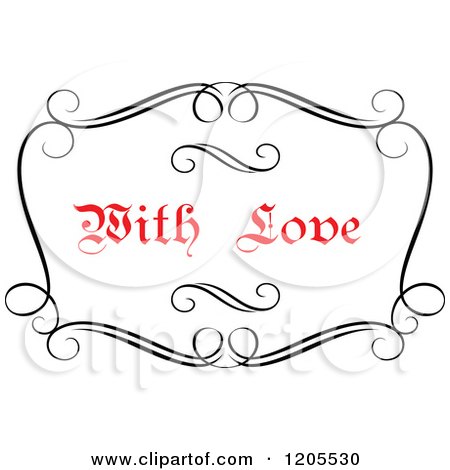 Clipart of Red with Love Text and Swirls 3 - Royalty Free Vector Illustration by Vector Tradition SM