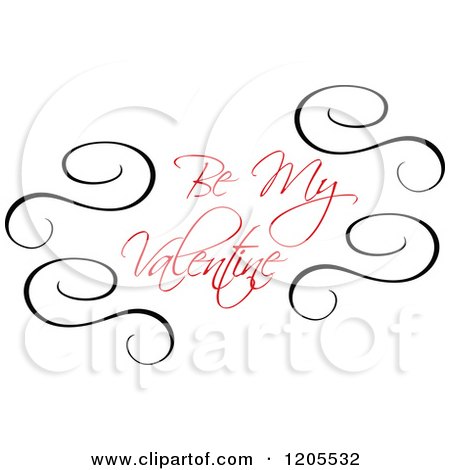 Clipart of Red Be My Valentine Text and Swirls 2 - Royalty Free Vector Illustration by Vector Tradition SM