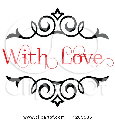 Clipart of Red with Love Text and Swirls 2 - Royalty Free Vector Illustration by Vector Tradition SM
