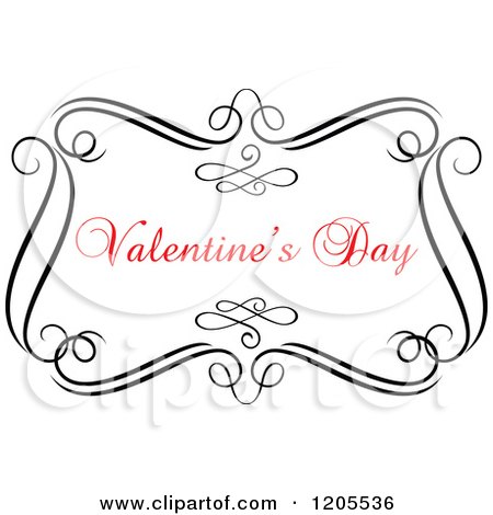 Clipart of Red Valentines Day Text with Black Swirls 4 - Royalty Free Vector Illustration by Vector Tradition SM