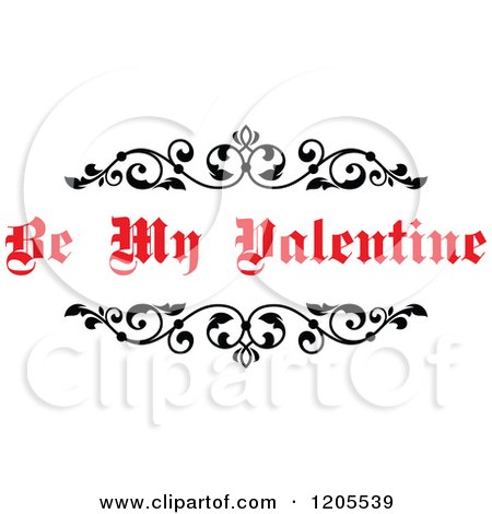 Clipart of Red Be My Valentine Text and Vines - Royalty Free Vector Illustration by Vector Tradition SM