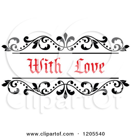 Clipart of Red with Love Text and Vines - Royalty Free Vector Illustration by Vector Tradition SM