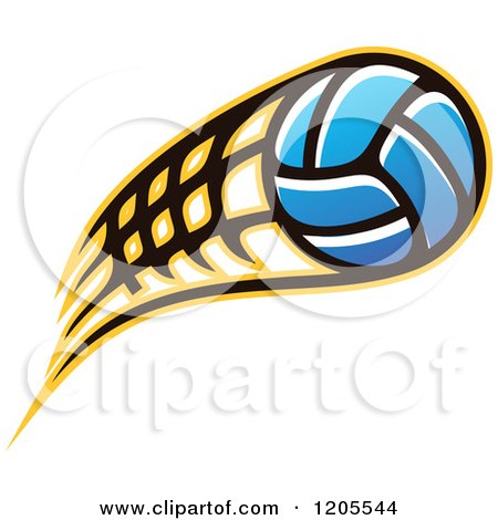 Clipart of a Blue Volleyball with a Net Speed Trail - Royalty Free Vector Illustration by Vector Tradition SM