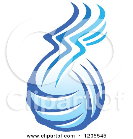 Clipart of a Blue Volleyball with a Wing - Royalty Free Vector Illustration by Vector Tradition SM