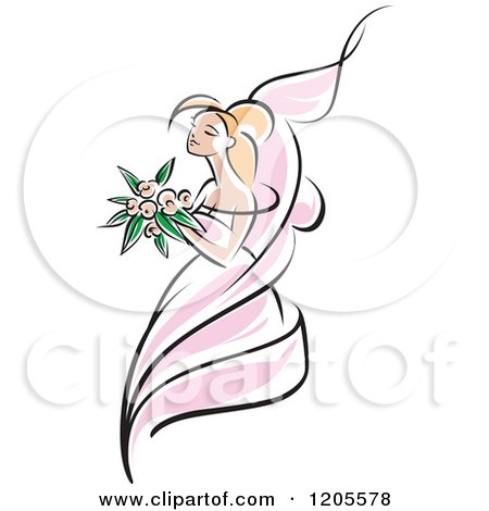 Clipart of a Blond Bride in a Pink Dress 3 - Royalty Free Vector Illustration by Vector Tradition SM