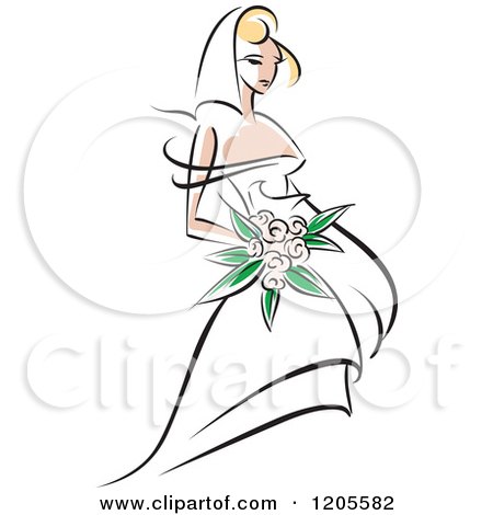Clipart of a Blond Bride in a White Dress - Royalty Free Vector Illustration by Vector Tradition SM