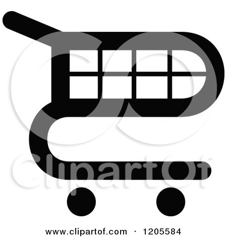 Clipart of a Black and White Shopping Cart Icon 12 - Royalty Free