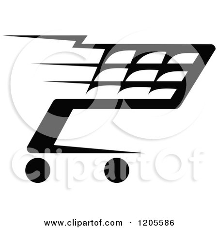 Clipart of a Black and White Shopping Cart Icon 10 - Royalty Free