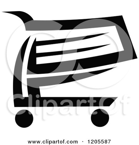 Clipart of a Black and White Shopping Cart Icon 9 - Royalty Free Vector Illustration by Vector Tradition SM