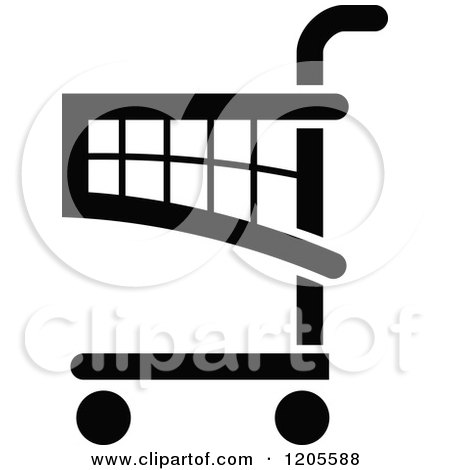 Clipart of a Black and White Shopping Cart Icon 8 - Royalty Free Vector