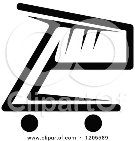 Clipart of a Black and White Shopping Cart Icon 7 - Royalty Free Vector Illustration by Vector Tradition SM