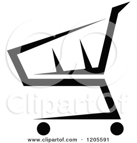 Clipart of a Black and White Shopping Cart Icon 14 - Royalty Free Vector Illustration by Vector Tradition SM